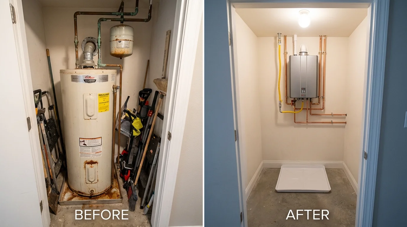 Tank water heater versus wall-mounted tankless unit comparison for Ozark, AR homeowners